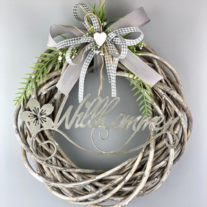 Door wreath welcome, wreath all year round, wicker wreath for entrance, door decoration warm welcome, country house wreath, housewarming gift