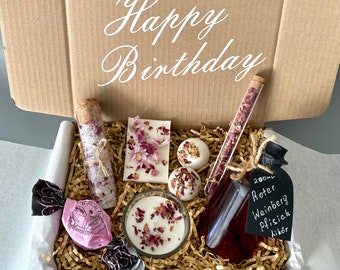 Personalisierte Geschenkbox für Frauen, Freundin Geschenk, Geschenkkorb mit Name, Wellnessbox Geschenkset mit Likör, Geschenk Frau Auszeit