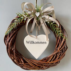 Welcome door wreath, wreath all year round, country house wreath with heart for the entrance, rustic spring decoration, spring wreath, housewarming gift