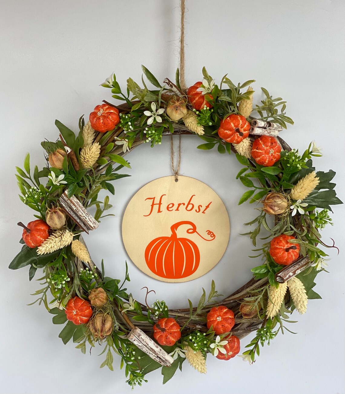 Herbst Türkranz 50cm Mit Sonnenblumen & Ahorn - Künstlicher Herbstkranz Für Haustür Deko