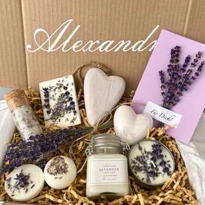 Personalisiertes Geschenk für Frauen, Wellnessbox mit Namen, Geburtstagsgeschenk für Mama, Verwöhnset Lavendel, Geschenkset zu Muttertag, Bild 10