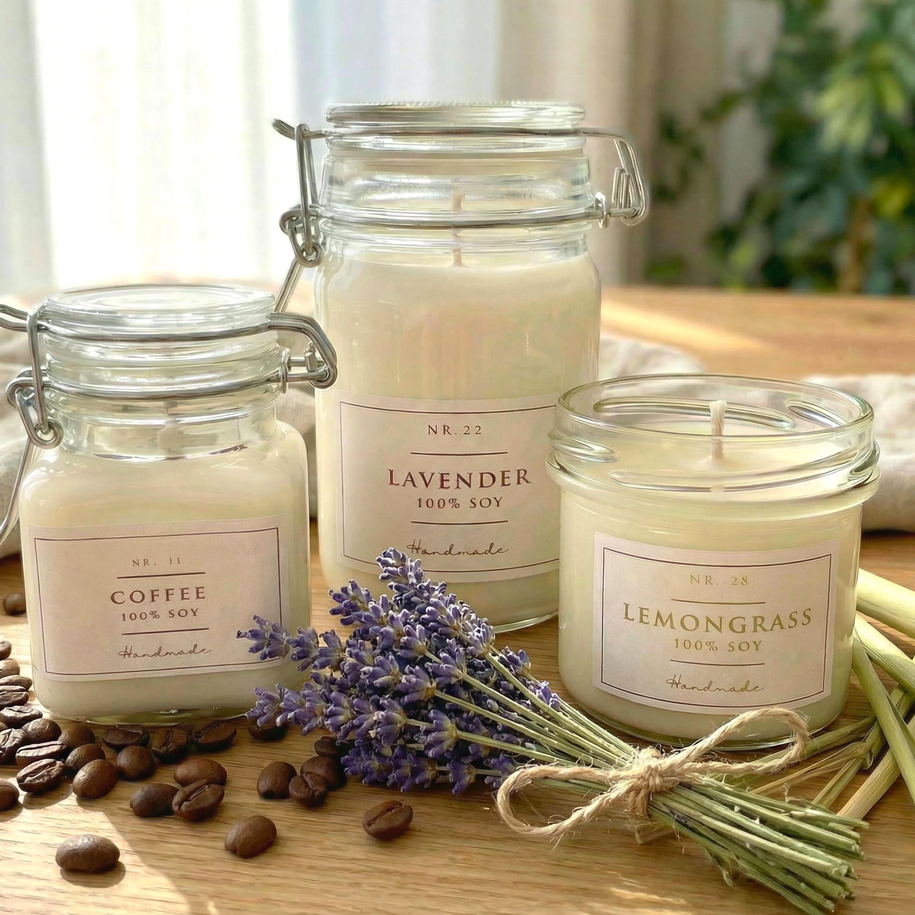 A clear glass jar perfect for making DIY candles at home  🍊🍈🕯️🌸Handmade scented Candle in Glass Jar display picture 1