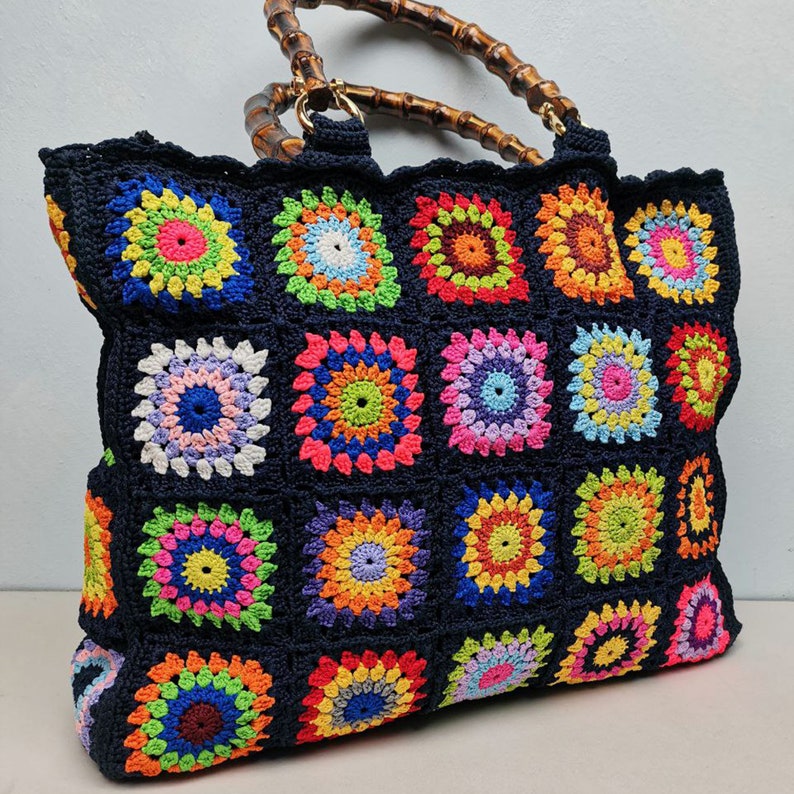 Granny Square Crochet Bag Etsy