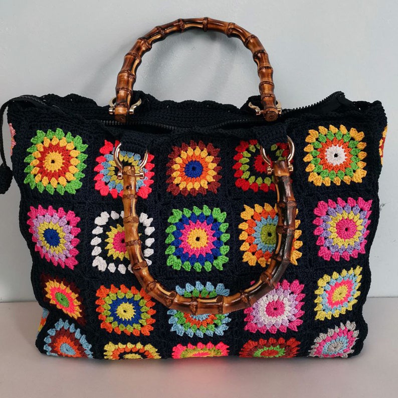 Granny Square Crochet Bag Etsy