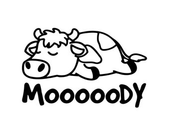 Moody Svg, Cow Svg, Moo Cow SVG, Sleeping Cow SVG, Cute Cow svg, Funny Animal SVG, Télécharger Fichier Digital