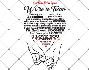 Somos un equipo svg, nombre personalizado somos un equipo promesa mano a mano svg, tomados de la mano svg, pareja somos equipo svg, descargar archivo svg