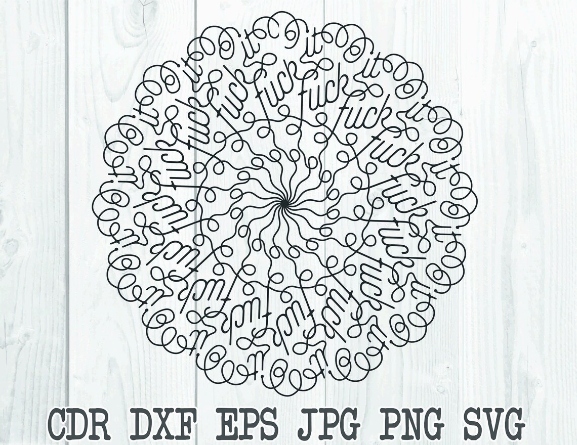 Download F word mandala svg clipart handlettered mandala cut file ...