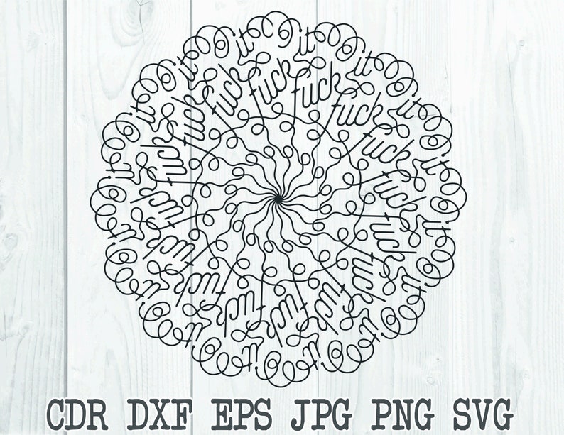 Download F word mandala svg clipart handlettered mandala cut file ...