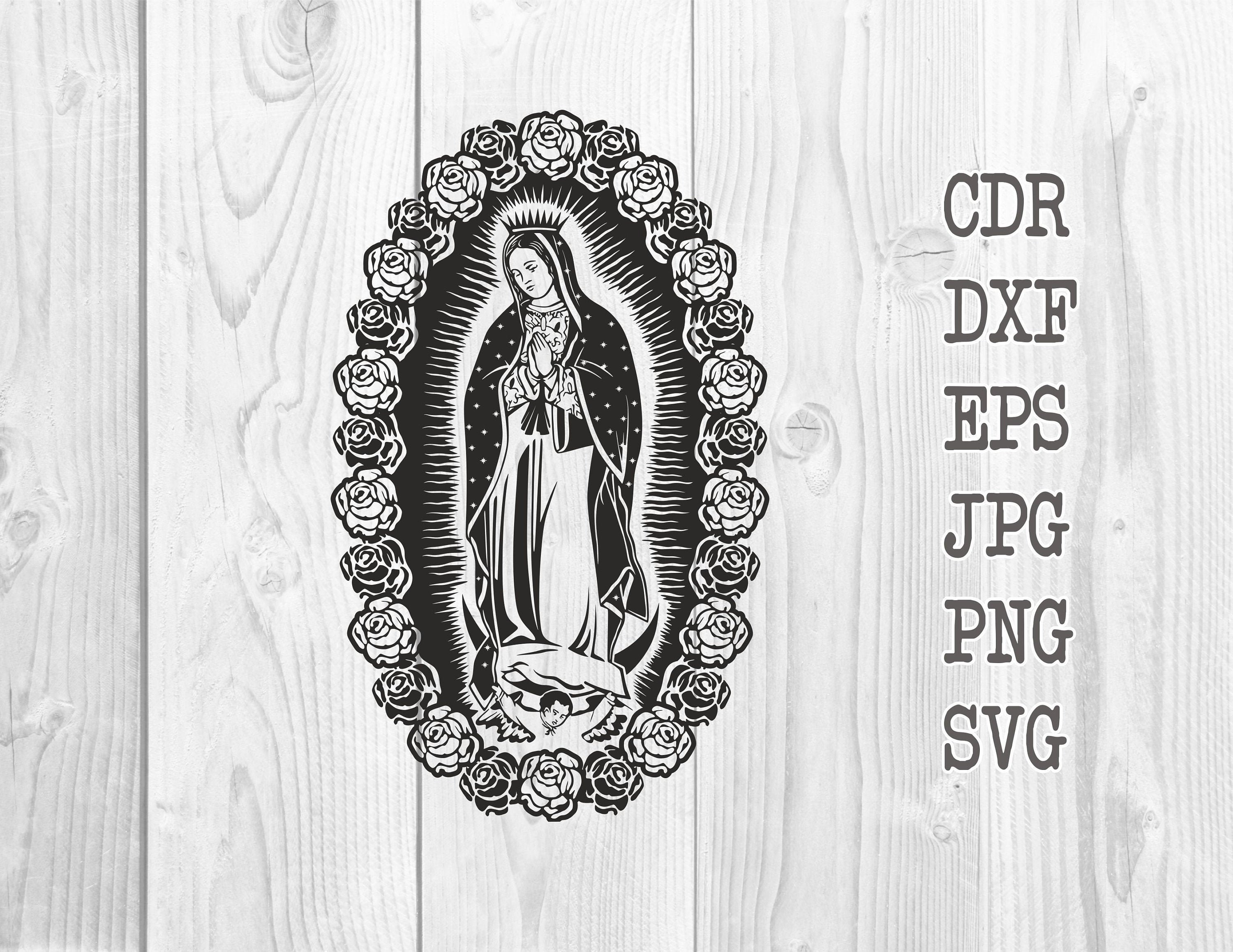 Virgin Mary svg design Vector Christian silhouette digital ...