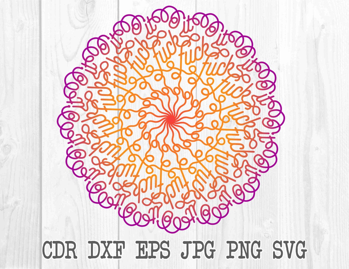 Download F word mandala svg clipart handlettered mandala cut file | Etsy
