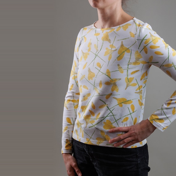 Yellow Crocus Top Women's Long Sleeve Screen Print Jersey - Etsy