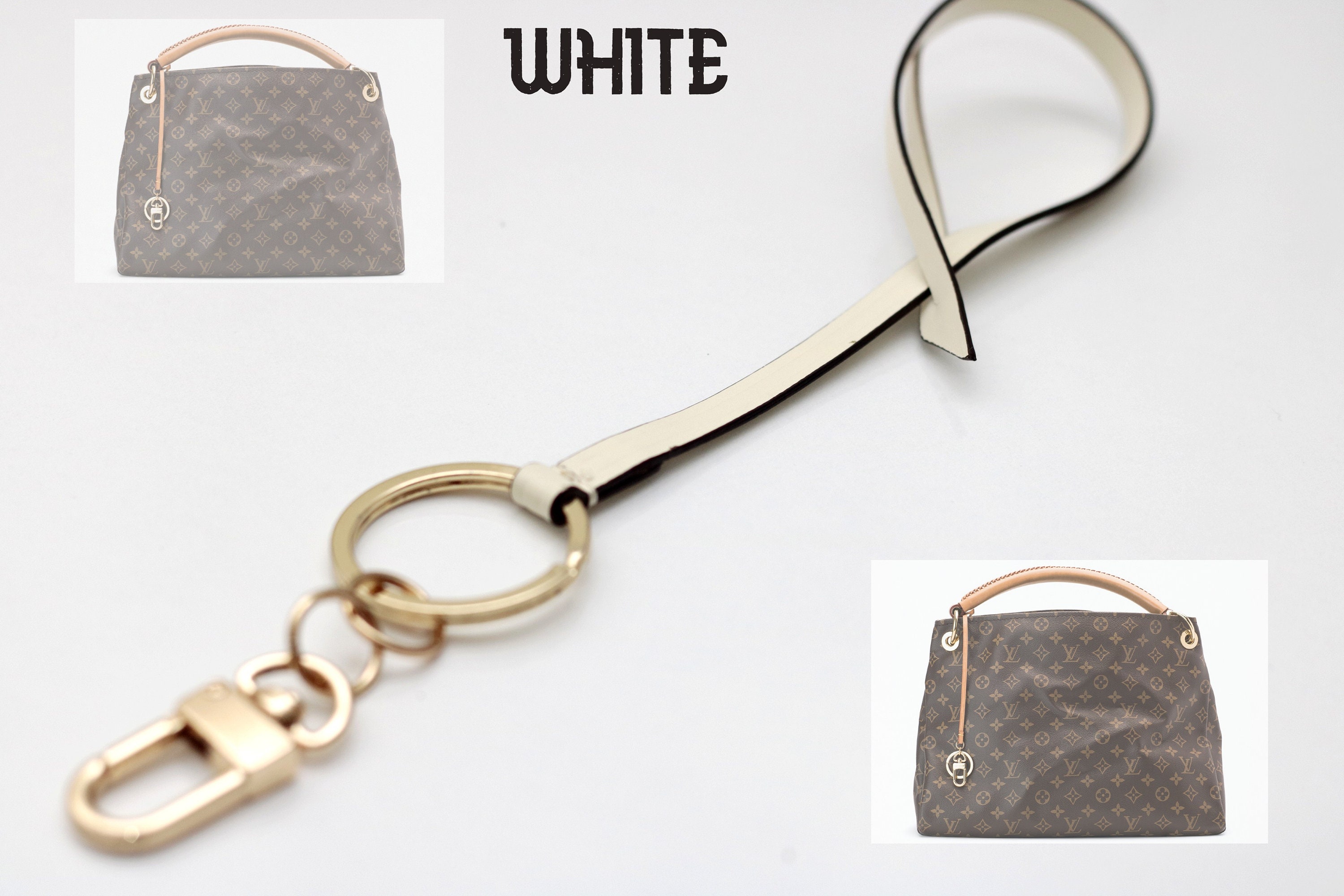 Louis Vuitton Keychain LV Artsy Mm Azur Charm LV Leather Key Etsy