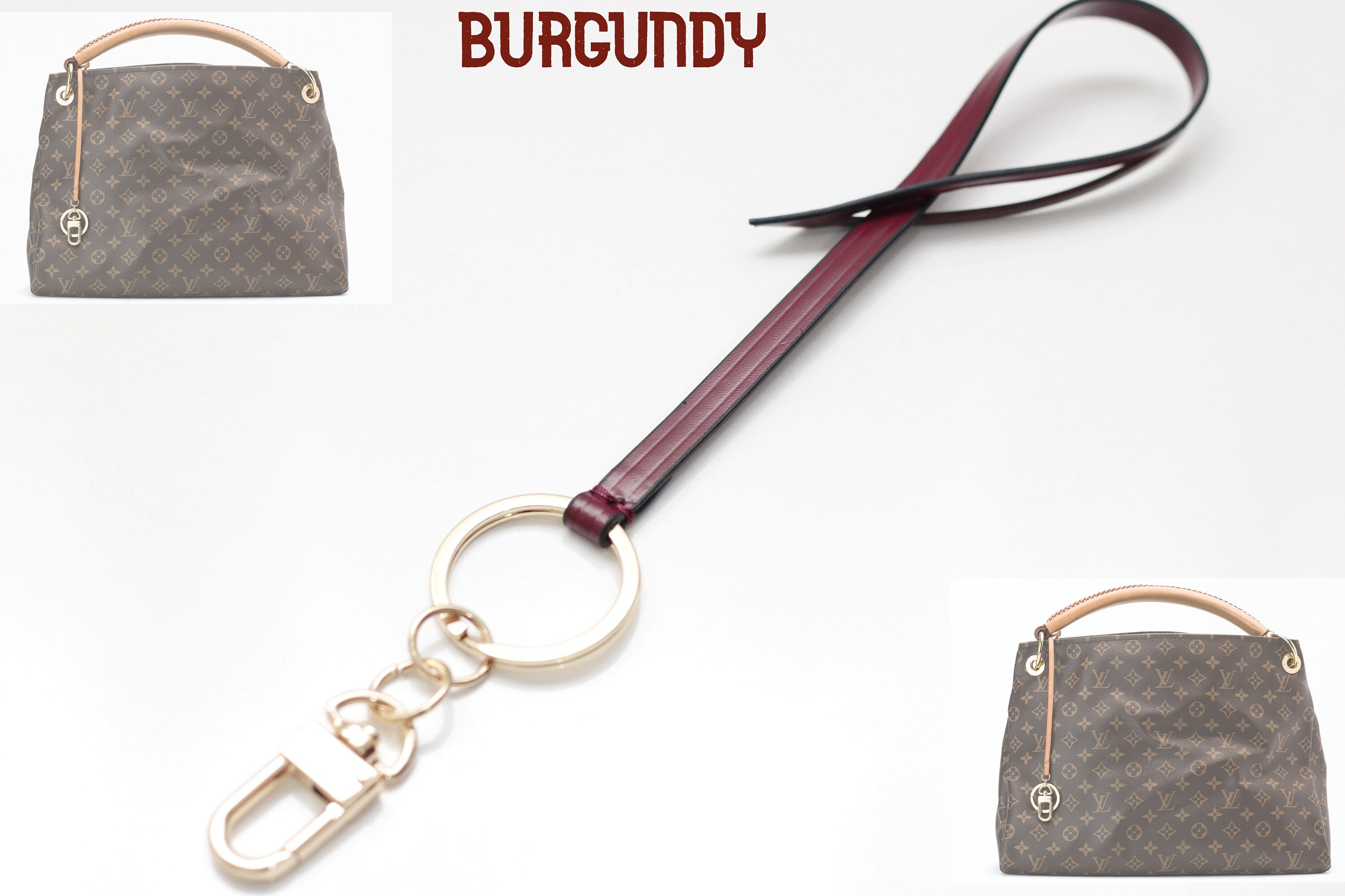 Louis Vuitton Keychain LV Artsy Mm Azur Charm LV Leather Key Etsy