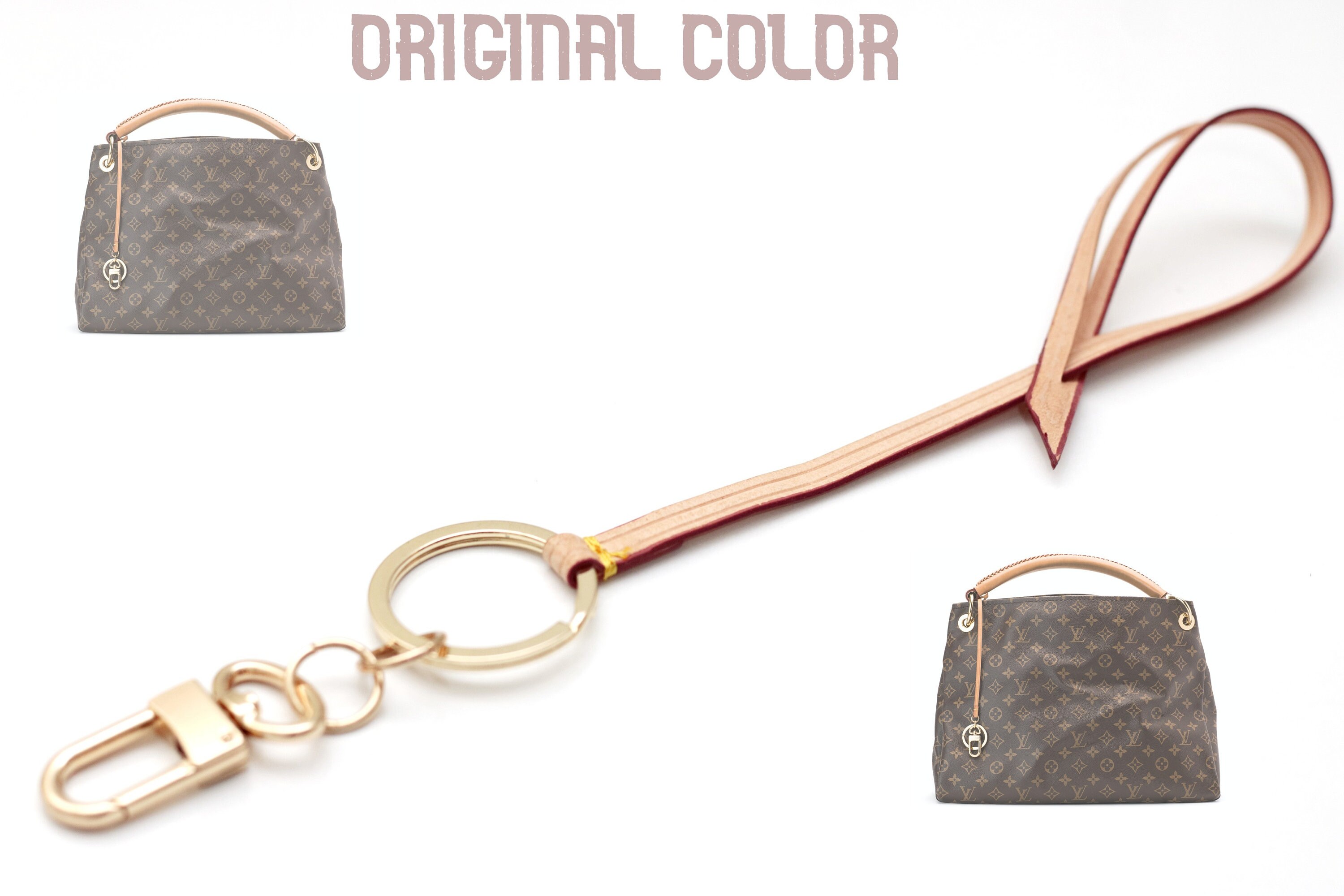 Louis Vuitton Keychain LV Artsy Mm Azur Charm LV Leather Key Etsy