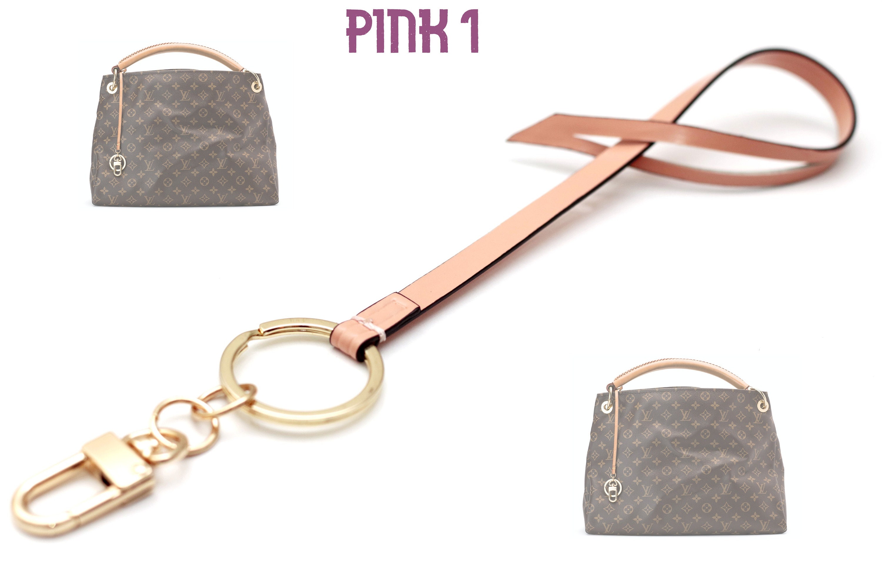 Louis Vuitton Keychain LV Artsy Mm Azur Charm LV Leather Key Etsy