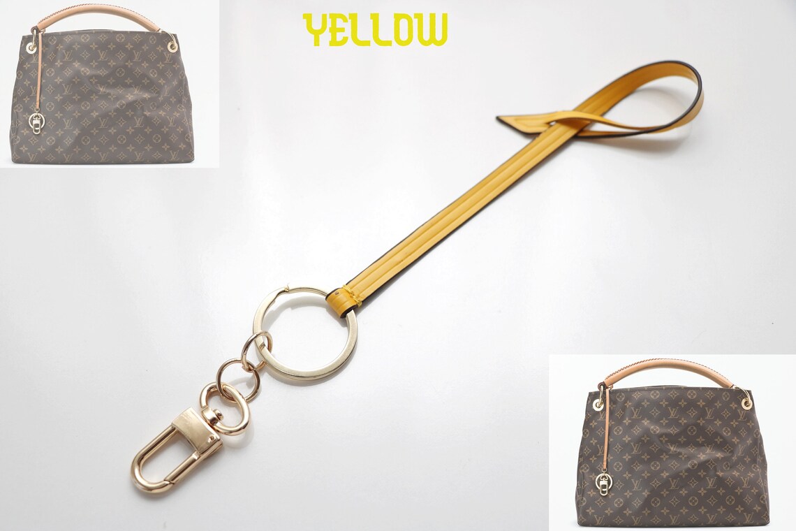 Louis Vuitton Keychain LV Artsy Mm Azur Charm LV Leather Key Etsy