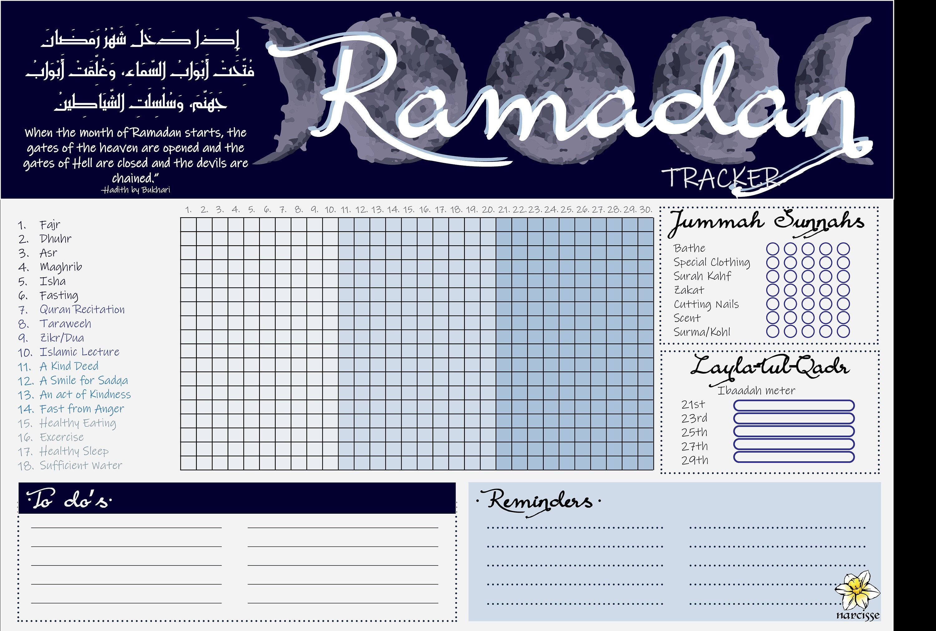 Ramadan Tracker-Daily Planner | Etsy