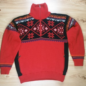 Vintage F.LLI Campagnolo winter wool pullover jamper sweater wind protect Red size M-L