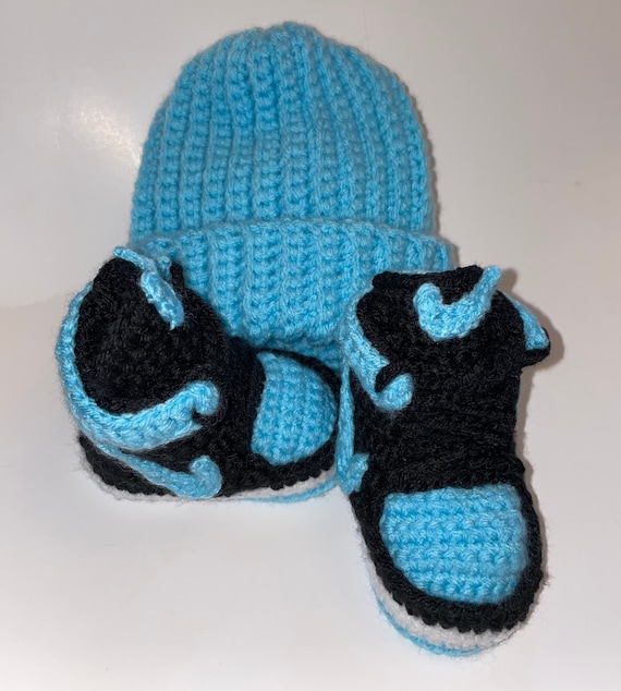 Baby Blue Jordan 1 Shoes and Beanie Set 