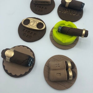 Cigar cupcake topper - fondant cigar - cupcake topper - fondant topper - cigar decoration - ashtray - cigar cutter - fondant deco - cupcake