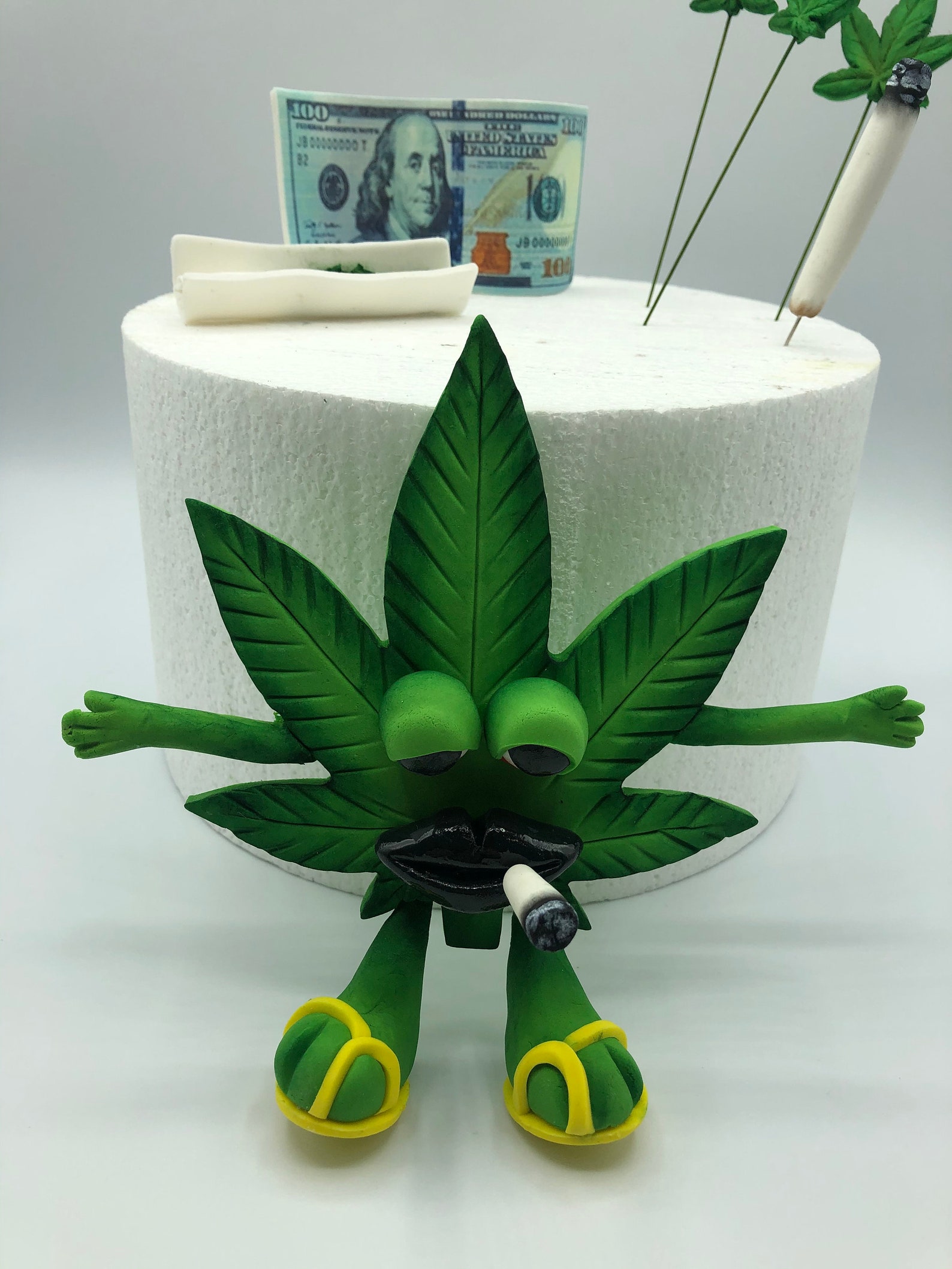Weed cake decoration cannabis fondant cake decoration Etsy