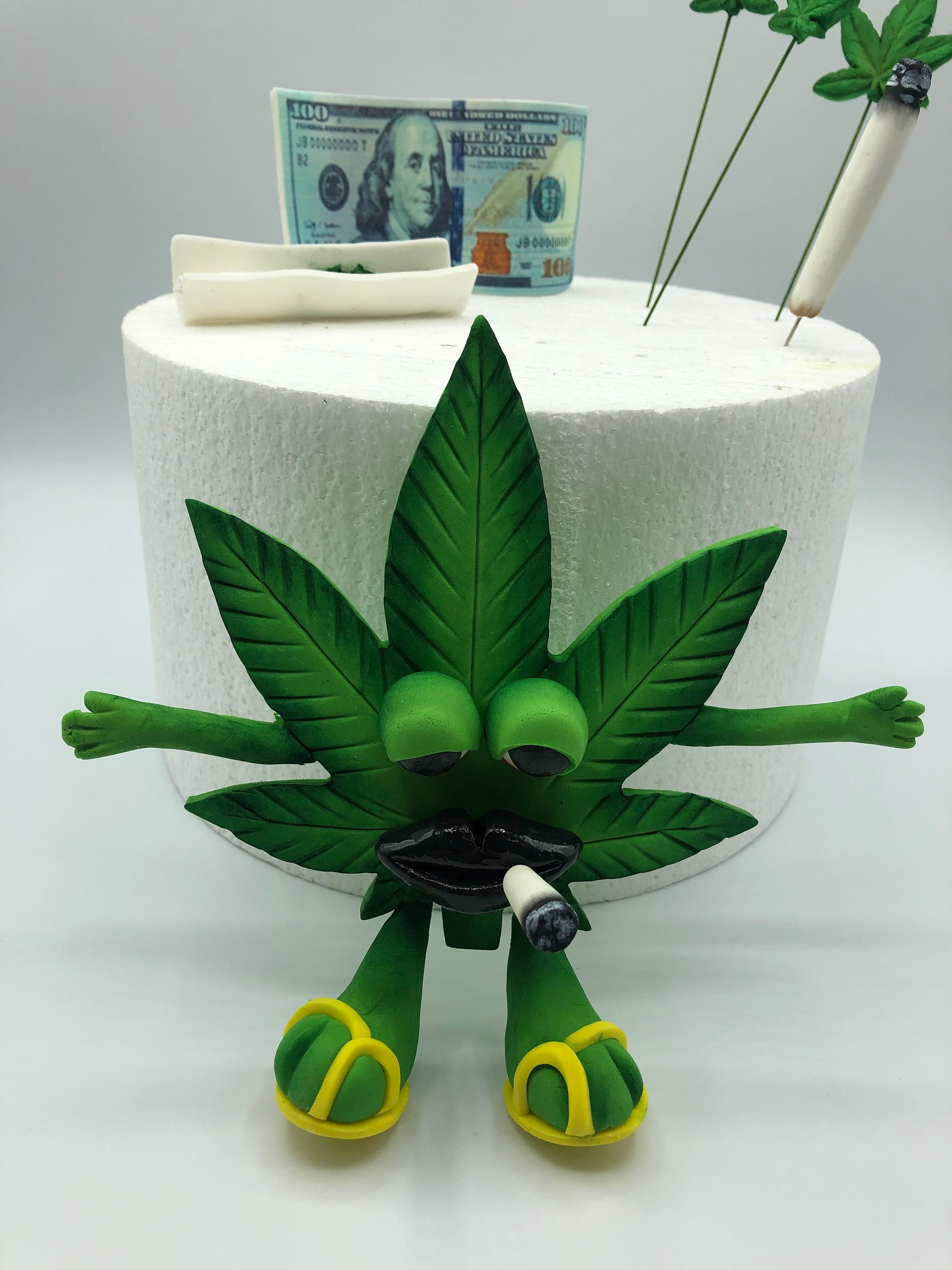Weed cake decoration cannabis fondant cake decoration Etsy