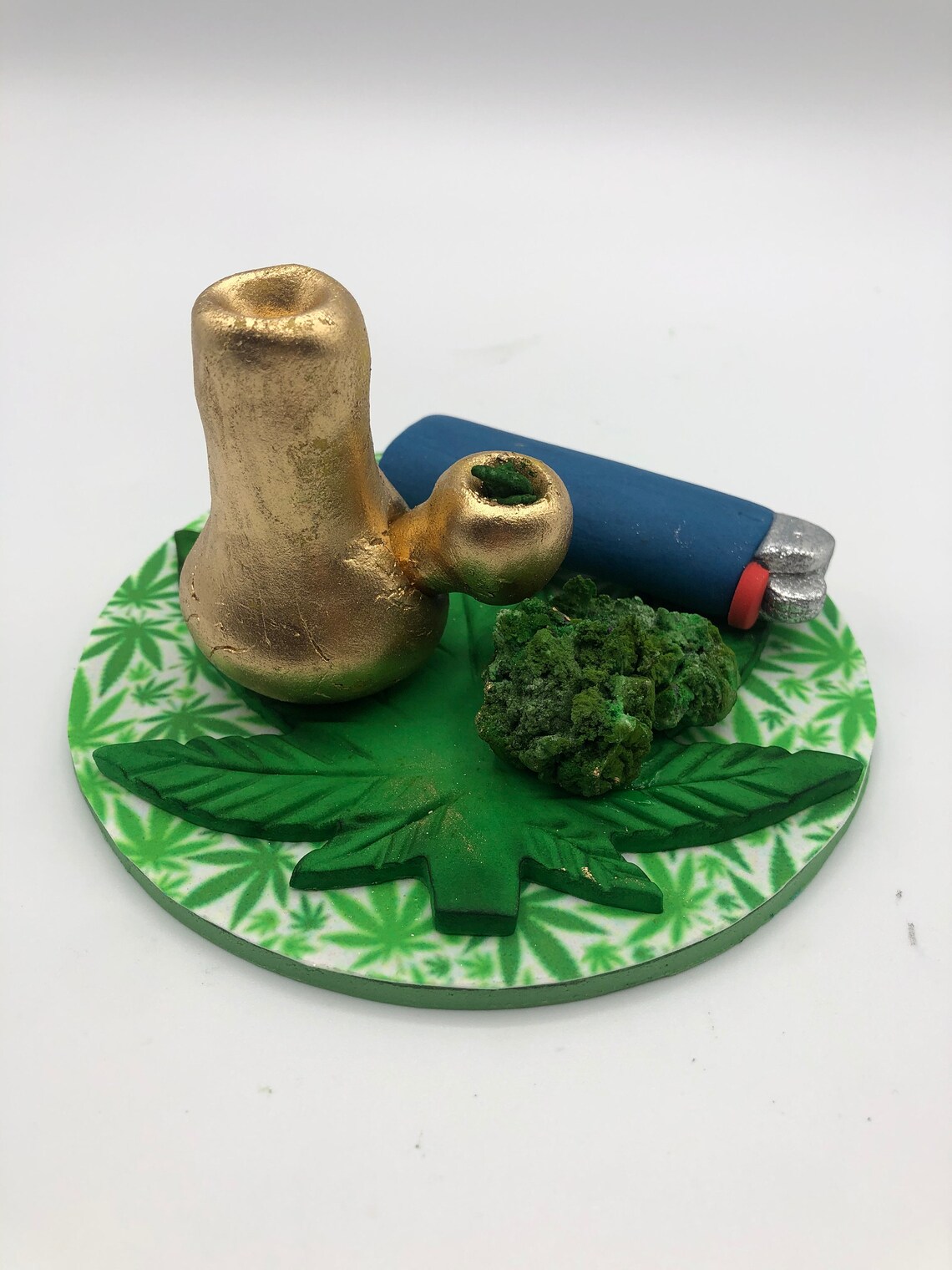 Weed Cake Topper Weed Fondant Topper Cannabis Cake Etsy
