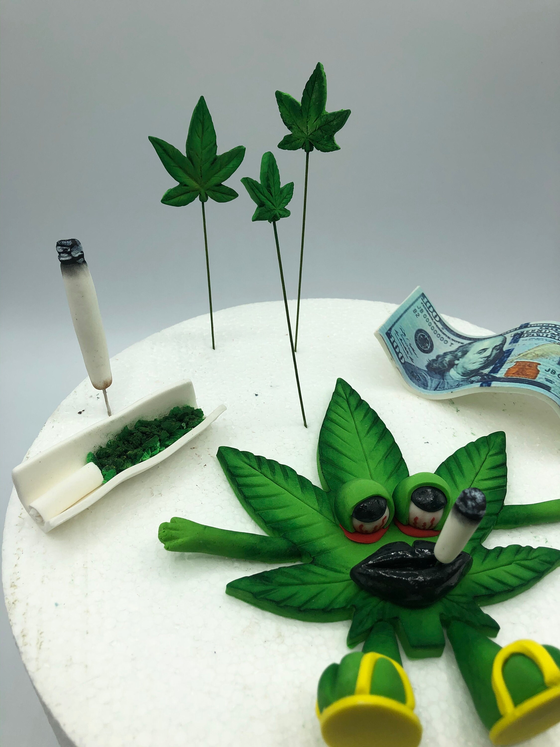 Weed cake decoration cannabis fondant cake decoration Etsy