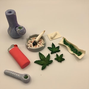 Weed Fondant Kuchendekoration-Set 420 Stoner Party Topper
