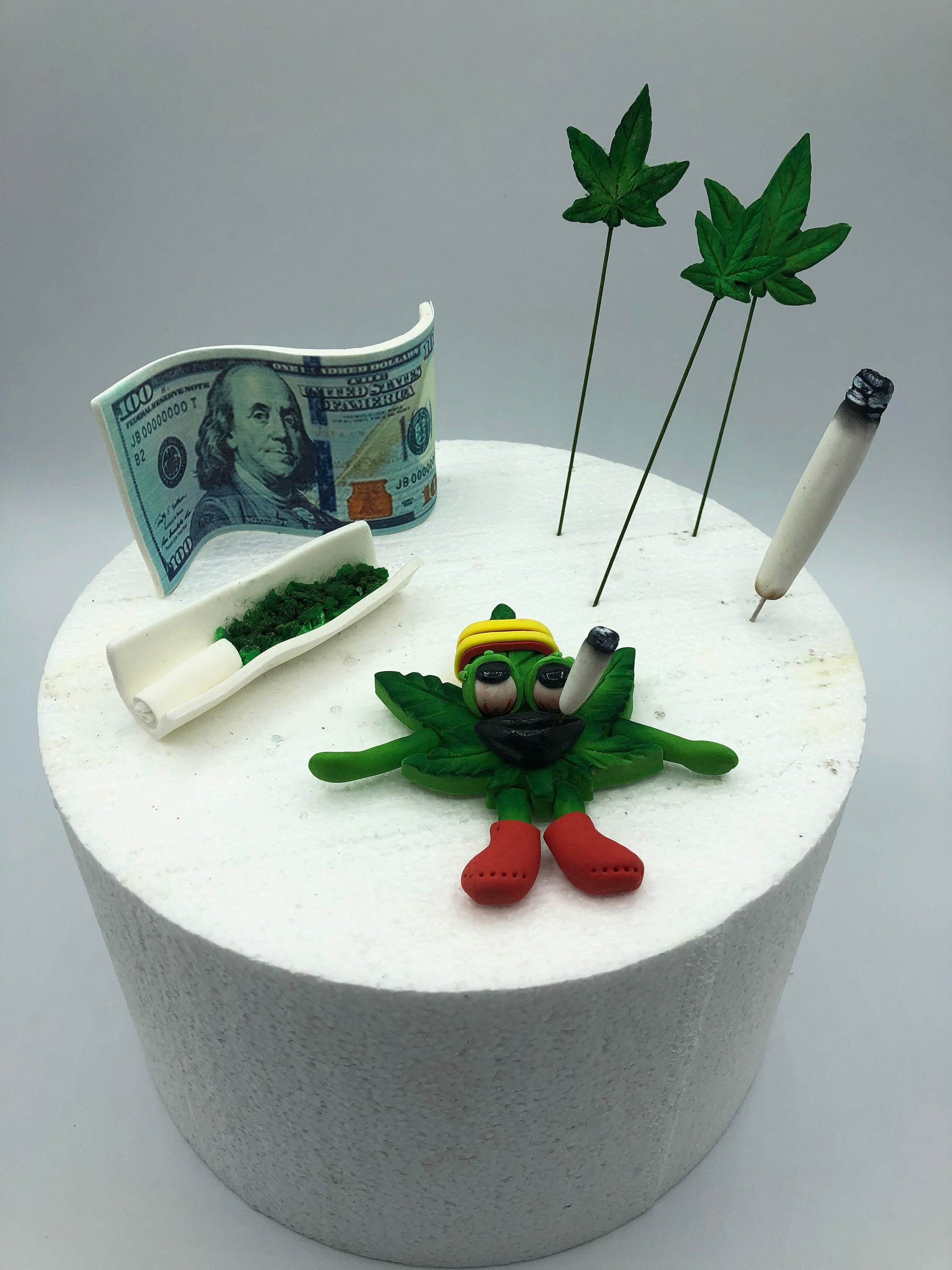 Weed cake decoration cannabis fondant cake decoration Etsy