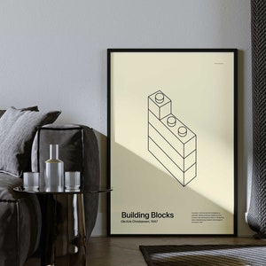 Arte minimalista para impressão para download, pôster moderno de blocos de construção, pôster de arte geométrica, download digital, decoração para casa, impressão em casa