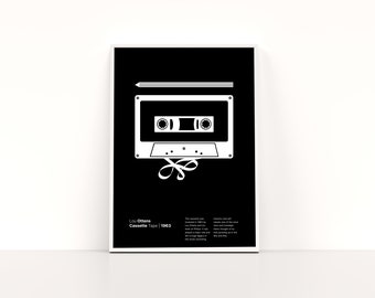 cassette tapes poster, lou ottens, phillips, vintage cassettes, mixtapes, cassettes, music, music industry, wall decor, poster, wall art