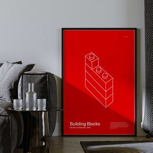 Arte minimalista para impressão para download, pôster moderno de blocos de construção, pôster de arte geométrica, download digital, decoração para casa, impressão em casa