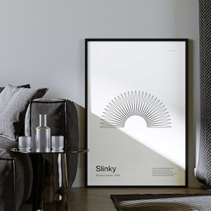 Póster impreso físico, póster minimalista, impresión artística de pared imprimible, regalo de inauguración de la casa, póster imprimible, impresión artística, Slinky
