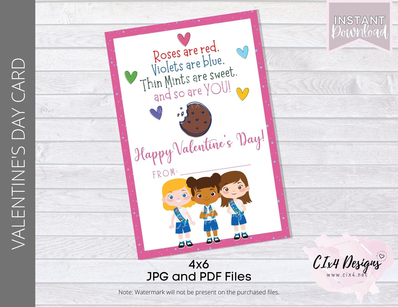 Girl Scouts Valentine's Day Card 4x6 Daisies - Etsy Singapore