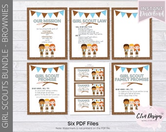 Scouts / Paquete / Brownies / Imprimible / Folletos informativos / Tarjeta de agradecimiento / ---Descarga digital instantánea---