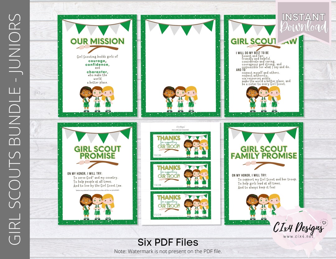Girl Scouts Bundle Juniors Printable Information Flyers Thank You Card ...