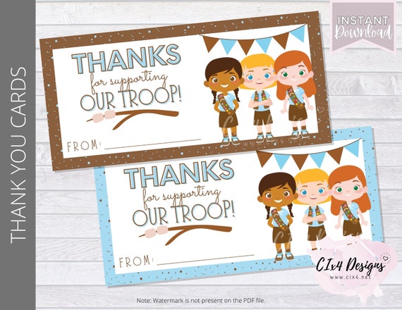 Girl Scouts Thank You Card Brownies Printable NOT | Etsy