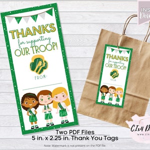 Girl Scouts | Thank You Tags | Juniors | Vertical | Printable | NOT Personalized | ---INSTANT Digital Download---