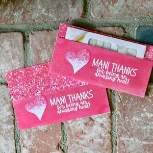 Mani Thanks Host - Hot Pink Glitter - Gift Envelope for Nail Polish Strips (2 PDF files included) ---INSTANT Digital Download---