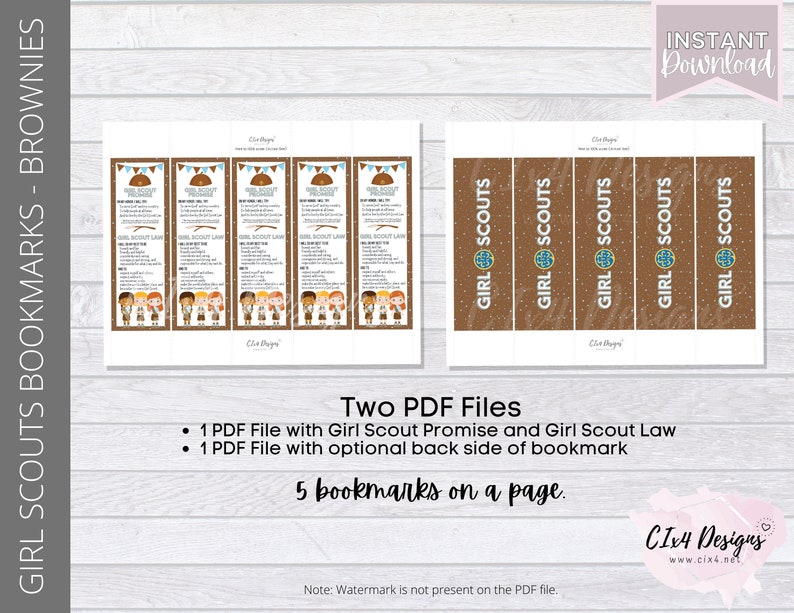 Girl Scouts Bookmarks Brownies Printable Law - Etsy