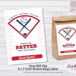 Baseball | Snackbeutel-Etiketten - Option 2 | 5x7 | Druckbar | --- SOFORTIGER digitaler Download---