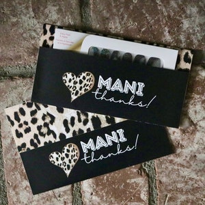 Mani Thanks - Cheetah Print - Gift Envelope for Nail Polish Strips (2 PDF files included) ---INSTANT Digital Download---