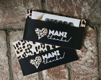 Mani Thanks - Cheetah Print - Gift Envelope for Nail Polish Strips (2 PDF files included) ---INSTANT Digital Download---
