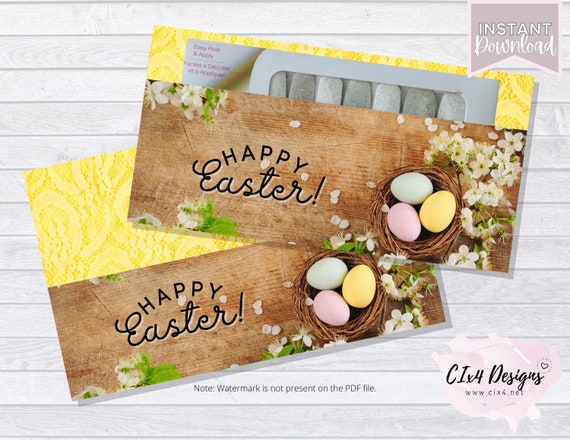 Easter Gift Envelope | For Nail Polish Strips or Gift Certificates | Wood | Yellow Lace | PDF Files ---INSTANT Digital Download---