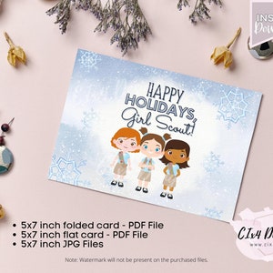 Holiday Card | Scouts | Cadettes | Printable | 5x7 Folded Card or Flat Card |---INSTANT Digital Download---