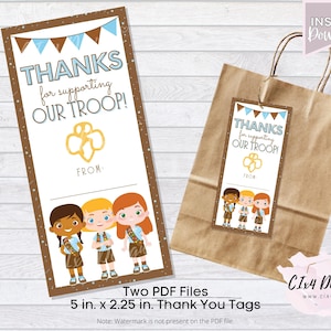 Girl Scouts | Thank You Tags | Brownies | Vertical | Printable | NOT Personalized | ---INSTANT Digital Download---