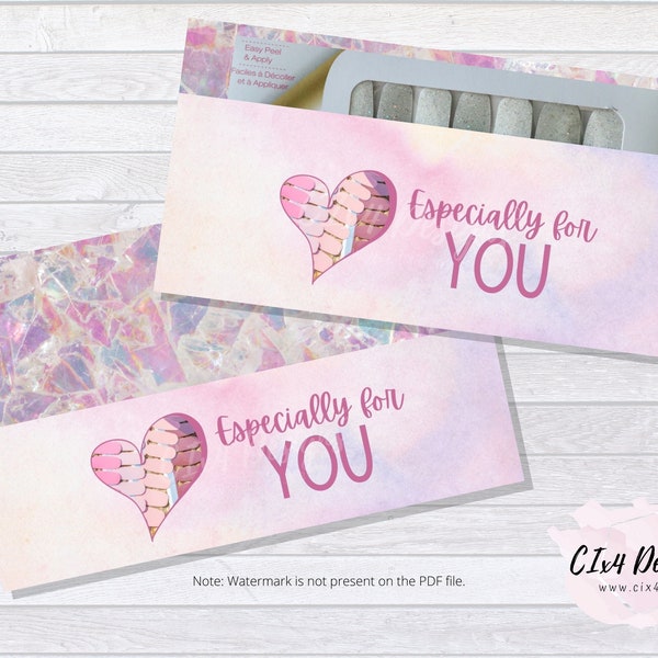 For You - Gift Envelope for Gift Certificates, Money, and Polish Strips - Pink Pastel (2 PDF files included) ---INSTANT Digital Download---