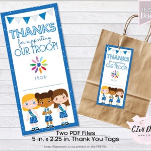 Girl Scouts | Thank You Tags | Daisies | Vertical | Printable | NOT Personalized | ---INSTANT Digital Download---