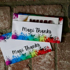 Mani Thanks - Colorful - Gift Envelope for Nail Polish Strips (2 PDF files included) ---INSTANT Digital Download---